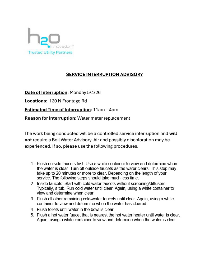 Water Service Advisory Notice